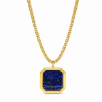 Pánský náhrdelník Fabiano Gold - lapis lazuli, chirurgická ocel, Zlatá 60 cm