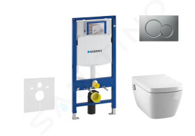 GEBERIT - Duofix Modul pro závěsné WC s tlačítkem Sigma01, matný chrom + Tece One - sprchovací toaleta a sedátko, Rimless, SoftClose 111.300.00.5 NT3