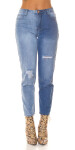 Sexy Highwaist Bi-Color Mom Jeans Použitý vzhled denimblue