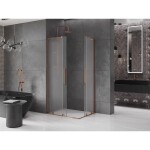 MEXEN/S - Velar L Duo sprchový kout, posuvné dveře 90 x 80, dekor, růžové zlato 871-090-080-02-33-60