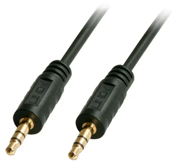 Lindy Audio kabel Jack 3,5mm pozlacený černá / Audio kabel / 3,5 mm jack - 3,5 mm jack / 5 m / Pozlacené konektory (35644)