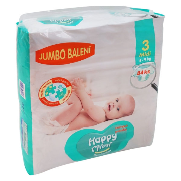 Happy Mimi Flexi Comfort dětské pleny 3 Midi Jumbo balení 84 ks