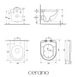 CERANO - WC závěsné Cesso, Vortex - vírové splachování + Slim/SoftClose sedátko - bílá matná - 49x36 CER-476681