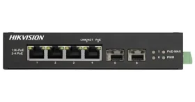 Hikvision DS-3T0506HP-E/HS / Switch / průmyslový / 4x Gb PoE (1x Hi-PoE) / 2x Gb SFP / 60W (DS-3T0506HP-E/HS)