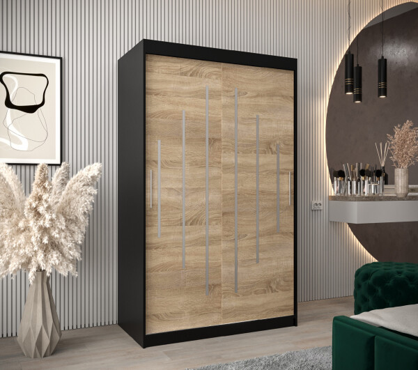 Šatní skříň Abi Y0 Barva korpusu: Černá, Rozměry: 120 cm, Dveře: Dub sonoma