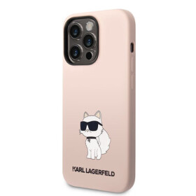 Pouzdro Karl Lagerfeld Liquid Silicone Choupette NFT iPhone 14 Pro Max růžové