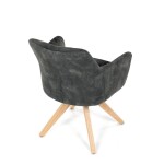 Židle jídelní, otočný mechanismus 360°, taštičkové pružiny v sedáku, tmavě zelená látka, noha masiv dub