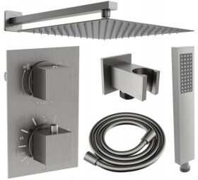 MEXEN/S - Cube DR02 podomítkový sprchový SET + slim sprcha 30 cm, grafit 77502DR0230-66