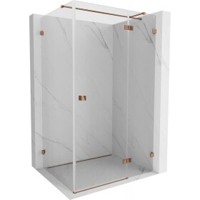 MEXEN/S - Lunar T sprchový kout dveře křídlové pravá 125 x 110, transparent, růžové zlato 834T-125-110-60-00-P