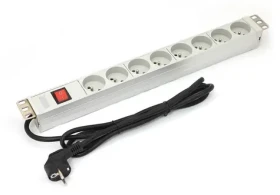 Napájecí lišta do racku 19" hliníková / PDU / 8x zásuvka / 16 A / vypínač / 1,8 m (A-19-STRIP-2-IMP)