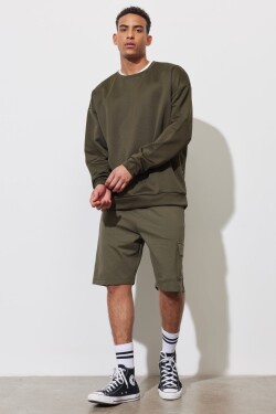 ALTINYILDIZ CLASSICS Men's Khaki Standard Fit Regular Fit Cotton Pocket Knitted Shorts