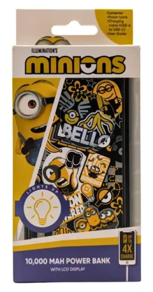 Lazerbuilt Powerbank Minions svítící / Powerbanka / 10000 mAh / Li-Pol / 2x USB-A / USB-C (PBMN-10LI-MINIONS)