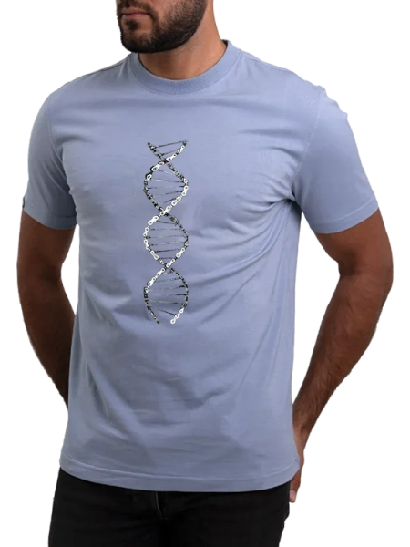 Bavlněné triko CYCOLOGY DNA, light blue, pánské, krátký rukáv (Motiv DNA, velikost S)