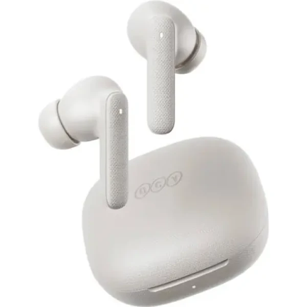 QCY Buds T43 bílá / Bezdrátová sluchátka / TWS / ANC / mikrofon / Bluetooth 5.3 / IPX4 / s dobíjecím boxem (T43 white)