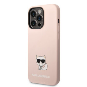 Pouzdro Karl Lagerfeld Liquid Silicone Choupette iPhone 14 Pro Max růžové