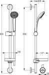 IDEAL STANDARD - Idealrain Set sprchové hlavice 80, 3 proudy, tyče a hadice, chrom B9504AA