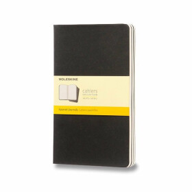Sešity Moleskine Cahier, L, čtverečkované, 3 ks - černé