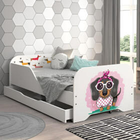 DumDekorace Kompletní dětská postel 160 x 80 cm s matrací a roštem - SWEET DOG