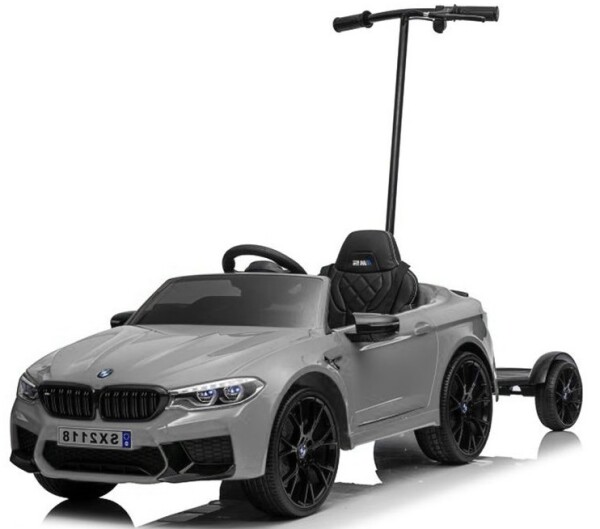 Mamido Elektrické autíčko BMW M5 lakované stříbrné s vodící tyčí