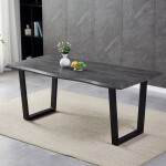 Stůl jídelní, 180x90x75 cm, MDF deska, dekor šedý dub, kovová nohy ve tvaru U, černý matný lak