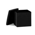 Taburet s úložným prostorem, černá manšestrová látka