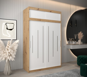 Šatní skříň Abi Y0 s nástavcem Barva korpusu: Dub artisan, Rozměry: 150 cm, Dveře: Bílá