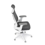 Židle kancelářská, tmavě šedá síťovina MESH, bílý plast, plastový kříž