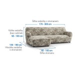 Bielastické potahy MARMO béžové sedačka s otomanem vlevo (š. 170 - 300 cm)