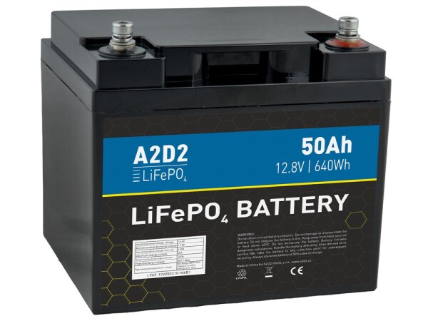 A2D2 Baterie LiFePO4 12,8V 50Ah M6,A2D2 Baterie LiFePO4 12,8V 50Ah M6
