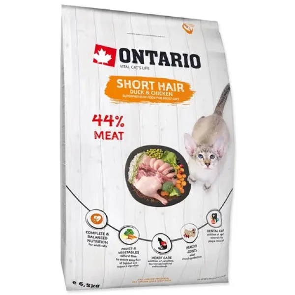 Ontario Cat Shorthair 6.5kg / Granule pro dospělé krátkosrsté kočky (213-10337)