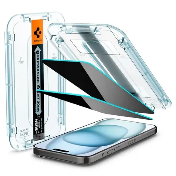 Spigen Glass tR EZ Fit HD Privacy 1 Pack ochranné sklo pro Apple iPhone 15 (AGL07121)