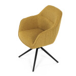 Židle jídelní a konferenční, žlutá látka, černé kovové nohy, otočný mechanismus