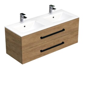 Koupelnová skříňka s černou úchytkou a umyvadlem SAT Cube Way 120x53x46 cm dub Hickory mat CUBE46C1202DHMOD CUBE46C1202DHMOD