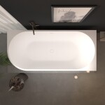 Erga Marina, rohová volně stojící vana 140x70 cm + odtoková zátka, pravá, bílá lesklá, ERG-MARINA-140070R-WH-WH
