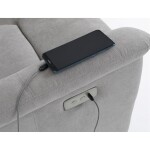 Polohovací křeslo s elektrickým ovládáním, potah stříbrná látka