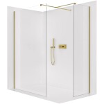 CERANO Sprchová zástěna Walk-in Onyx T L/P - 8 mm - hranatá vzpěra - zlatá, transparentní sklo - 40x40x200 cm