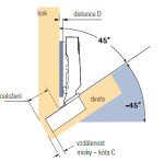 Hettich závěs úhlový -45° naložený (104569)