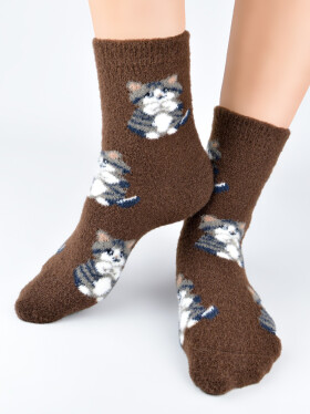 Ponožky Noviti SP015 Puffy Cat 36-41 hnědá 36-41