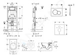 GEBERIT - Duofix Modul pro závěsné WC s tlačítkem Sigma01, matný chrom + Villeroy Boch - WC a sedátko, DirectFlush, SoftClose, CeramicPlus 111.300.00.5 NI3