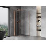 MEXEN/S - Mist-F sprchový kout skládací dveře levá 95 x 95, transparent, měď kartáčovaná 8A6T-095-095-65-00-L