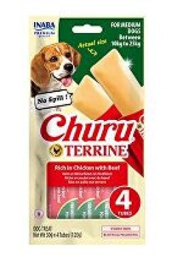 Churu Dog Terrine kuřecí s hovězím plemena M 4x30g