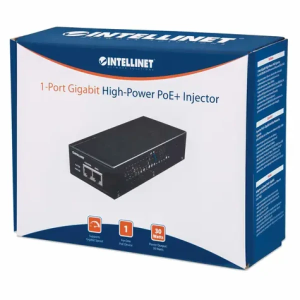 Intellinet Gigabit PoE+ injektor černá / PoE injektor / 2x RJ-45 / 30 W (560566)