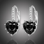 Náušnice Swarovski Elements Elizabeth Night - srdíčko, Černá