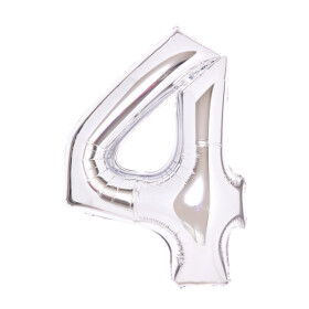 Balónek fóliový narozeniny číslo 4 stříbrný 66 cm Amscan Balónek fóliový narozeniny číslo 4 stříbrný 66 cm Amscan