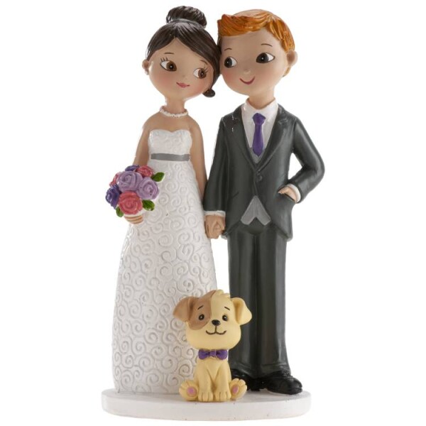 Dortisimo Dekora figurka Novomanželé s pejskem 16 cm