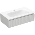 MEXEN/S - Rivel koupelnová skříňka 80 cm s umyvadlem Vela, 1 šuplík, reliéf , šedá mat/bílá mat 91A20-08023-1-BF62-W23M01