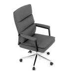 Židle kancelářská, šedá ekokůže, kříž kov chromový, houpací mechanismus, čalouněné područky