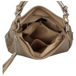 Luxusní dámská kožená kabelka přes rameno Euda, tmavě béžová