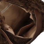 Stylová dámská plyšová kabelka do ruky Oresti, tmavě hnědá