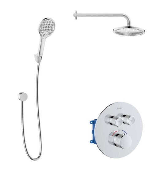 Kielle - Oudee Termostatická baterie pod omítku, pro 2 spotřebiče, s příslušenstvím EcoSpare a tělesem, chrom 20602SPT100